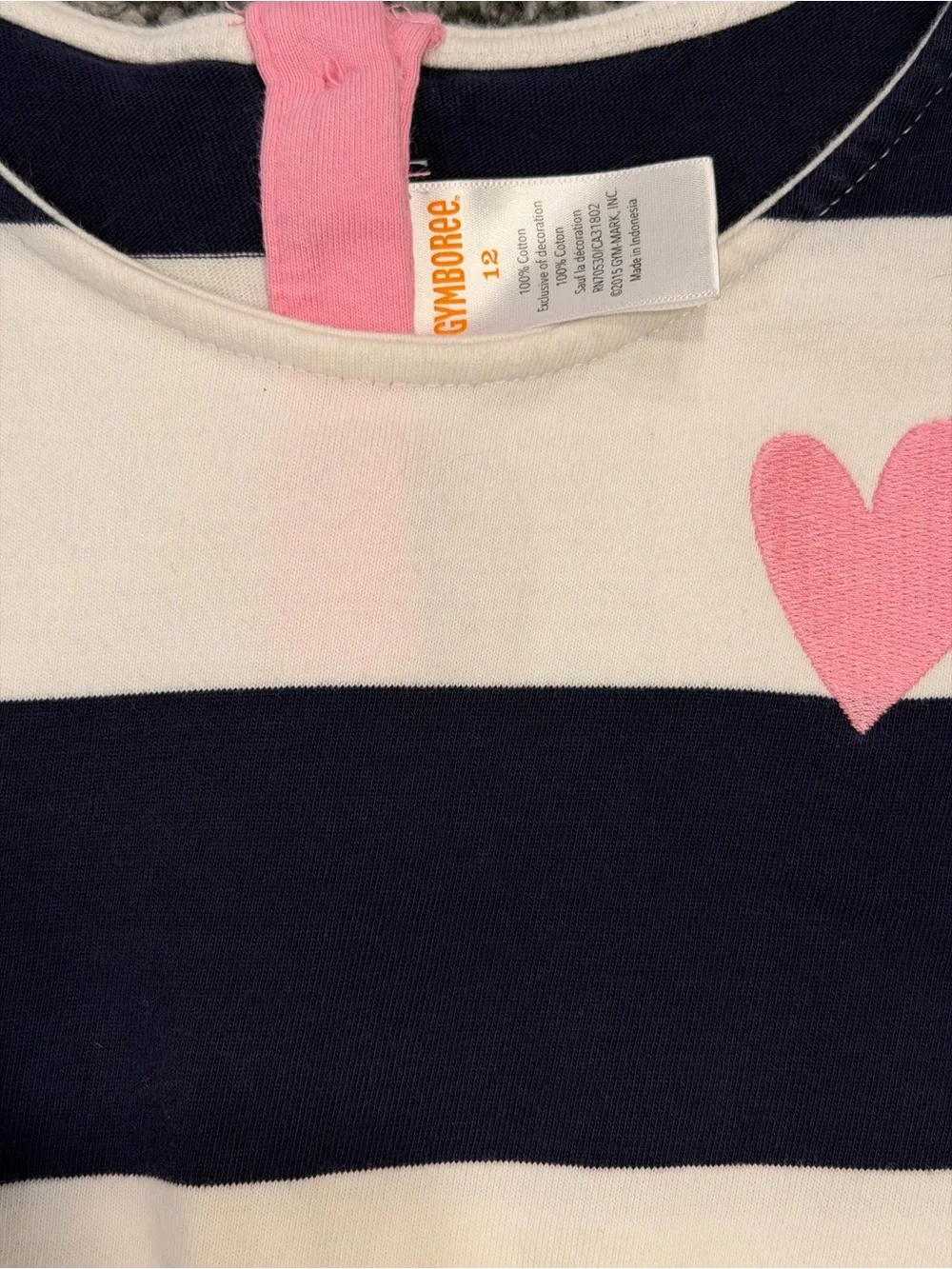 Gymboree Navy and White Striped Dress with Pink Heart and Bow